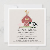 Invitation Animaux de ferme Barnyard Beige Carré d'anniversai (Devant)