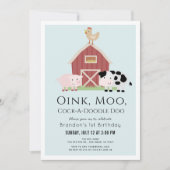 Invitation Animaux de ferme Barnyard Blue Boy 1er anniversair (Devant)