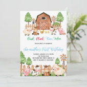 Invitation Animaux de ferme Barnyard Blue Boy Fête d'annivers (Debout devant)