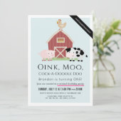 Invitation Animaux de ferme Barnyard Blue Virtual 1er anniver (Debout devant)