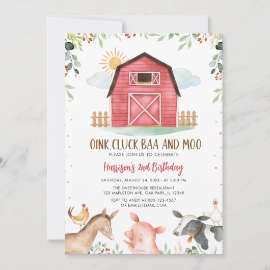 Invitation Animaux de ferme Barnyard Boy Anniversaire (Devant)