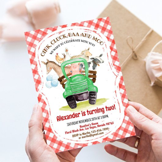 Invitation Animaux de ferme Barnyard Boy Barn Party Ferme Ann