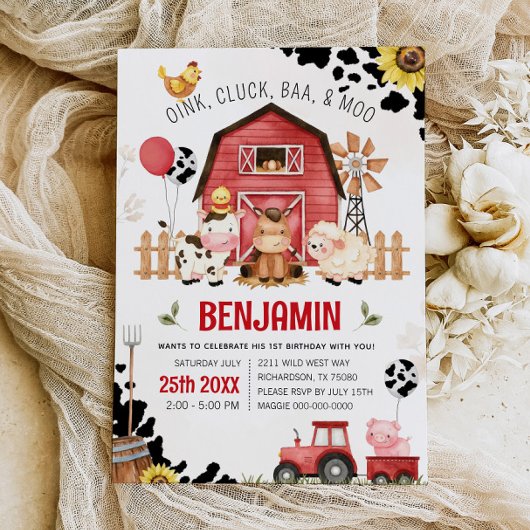 Invitation Animaux de ferme Barnyard FARM ANNIVERSAIRE Invita