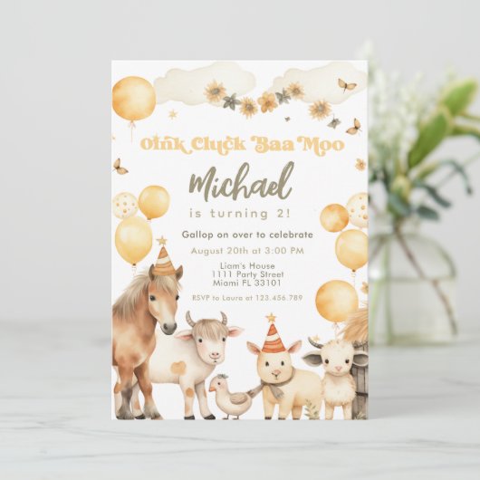 Invitation Animaux de ferme Barnyard fête d'anniversaire (Debout devant)