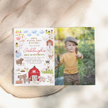 Invitation Animaux de ferme Barnyard Fête d'anniversaire Phot<br><div class="desc">Fêtez le grand jour de votre petit fermier avec cette invitation de fête d'anniversaire ! Le côté gauche de l'invitation de fête d'anniversaire présente un cadre plein de charmantes illustrations d'animaux de ferme. Il y a deux petits cochons, une famille de canards, vaches, lapins lapins, un cheval et un âne,...</div>