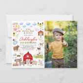 Invitation Animaux de ferme Barnyard Fête d'anniversaire Phot (Devant)