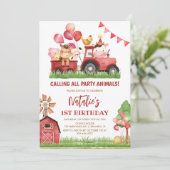 Invitation Animaux de ferme, Barnyard, Ranch Girls 1er annive (Debout devant)