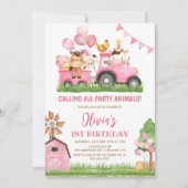 Invitation Animaux de ferme, Barnyard, Ranch Girls 1er annive (Devant)