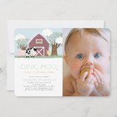 Invitation Animaux de ferme Barnyard Red Grange 1er anniversa (Devant)