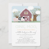Invitation Animaux de ferme Barnyard Red Grange Baby shower (Devant)