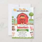 Invitation Animaux de ferme Barnyard Red Tractor Anniversaire (Devant)