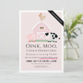 Invitation Animaux de ferme Barnyard Rose Girl Anniversaire v (Debout devant)