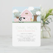 Invitation Animaux de ferme Barnyard Rose Grange Fille Annive (Debout devant)