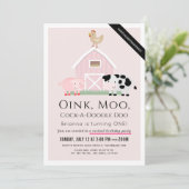 Invitation Animaux de ferme Barnyard Rose Virtual 1er anniver (Debout devant)