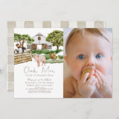 Invitation Animaux de ferme Barnyard W/C Photo 1er anniversai (Devant / Derrière)