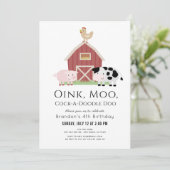 Invitation Animaux de ferme Barnyard White Anniversaire (Debout devant)