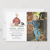 Invitation Animaux de ferme Barnyard White Photo Anniversaire (Devant)