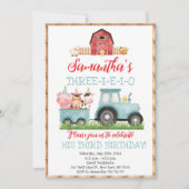 Invitation Animaux de ferme Blue Boy Barnyard Fête d'annivers (Devant)