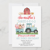 Invitation Animaux de ferme Blue Boy Barnyard Fête d'annivers (Devant)