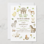 Invitation Animaux de ferme Boy Green Barnyard Anniversaire (Devant)