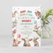 Invitation Animaux de ferme Boy Red En vichy Barnyard Anniver (Debout devant)