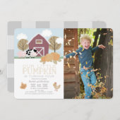 Invitation Animaux de ferme Citrouille Patch Anniversaire Pho (Devant / Derrière)