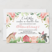 Invitation Animaux de ferme de feuillage rose Floral (Devant)