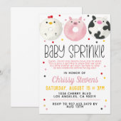 Invitation Animaux de ferme Donut Baby Sprinkw Shower Invitat (Devant / Derrière)