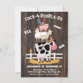 Invitation Animaux de ferme empilés Barnyard fête d'anniversa (Devant)