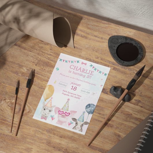 Invitation Animaux de ferme fête Anniversaire Whimsy Invitati