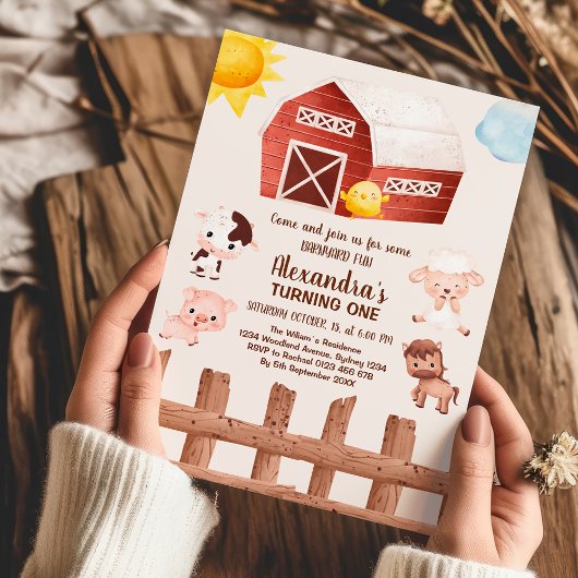 Invitation Animaux de ferme Fille 1er anniversaire