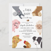 Invitation Animaux de ferme mignons, douche de bébé à l'aquar (Devant)