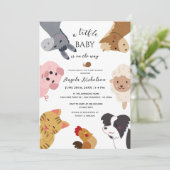 Invitation Animaux de ferme mignons, douche de bébé à l'aquar (Debout devant)
