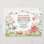 Invitation Animaux de ferme mignons fête d'anniversaire Barny (Devant)