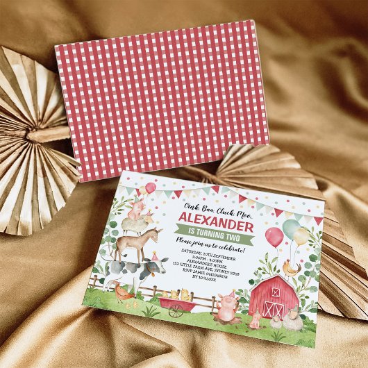 Invitation Animaux de ferme mignons fête d'anniversaire Barny