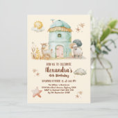 Invitation Animaux de ferme mignons fête d'anniversaire Barny (Debout devant)