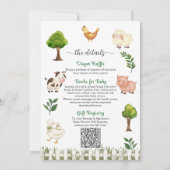 Invitation Animaux de Ferme Mignons Fête de Naissance Combiné (Dos)
