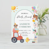 Invitation Animaux de ferme mignons pour un anniversaire (Debout devant)