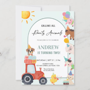 Invitation Animaux de ferme mignons pour un anniversaire