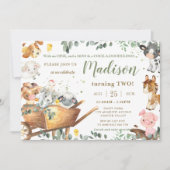 Invitation Animaux de ferme mignons Végétal de Barnyard Anniv (Devant)