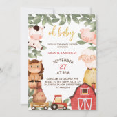 Invitation Animaux de ferme Oh Baby shower Rustique (Devant)