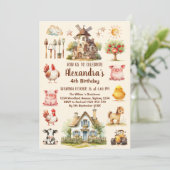 Invitation Animaux de ferme Pays Anniversaire (Debout devant)