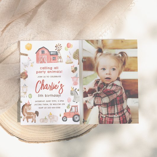 Invitation Animaux de ferme Photo Anniversaire