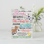 Invitation Animaux de ferme Photo Anniversaire Fête Invitatio (Debout devant)