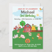 Invitation Animaux de ferme Red En vichy Barnyard Birthday In (Devant)