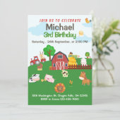 Invitation Animaux de ferme Red En vichy Barnyard Birthday In (Debout devant)