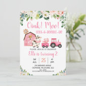 Invitation Animaux De Ferme Rose Et Grange (Debout devant)