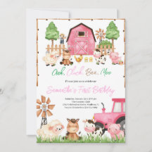 Animaux de ferme roses fête d'anniversaire