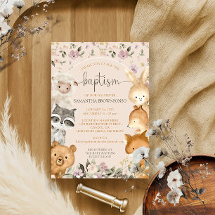 Invitation Animaux de ferme roses Porter Fox Rabbit Raccoon B