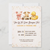 Invitation Animaux de ferme rustiques Barnyard premier annive (Devant)